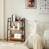 Raft metalic 60x35x85 cm cu polite din MDF melaminat, 15 mm grosime, maro stejar, HARO